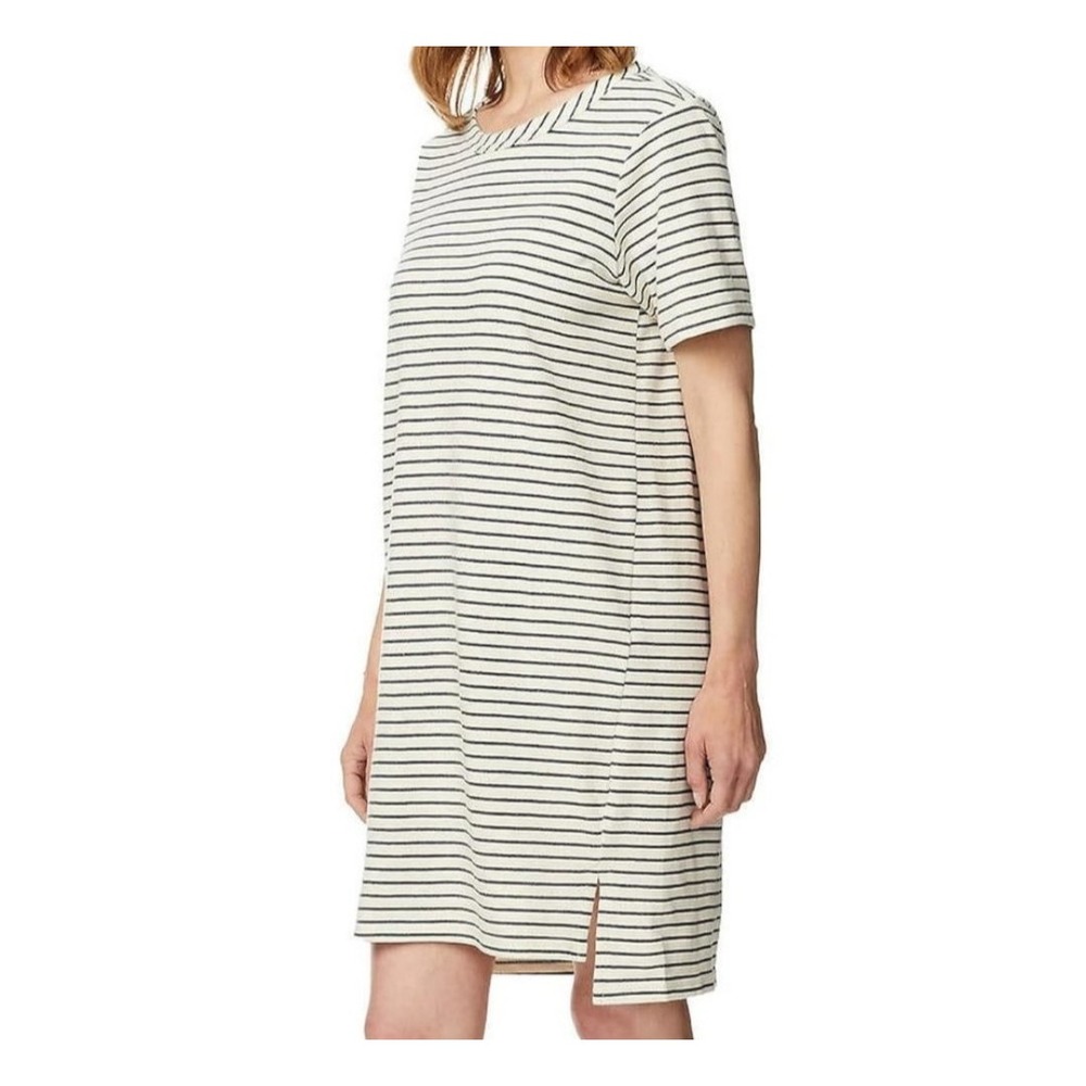 BUFFALO By David Bitton T Shirt Dress Woman XXL Beige Black Striped Short Sleeve